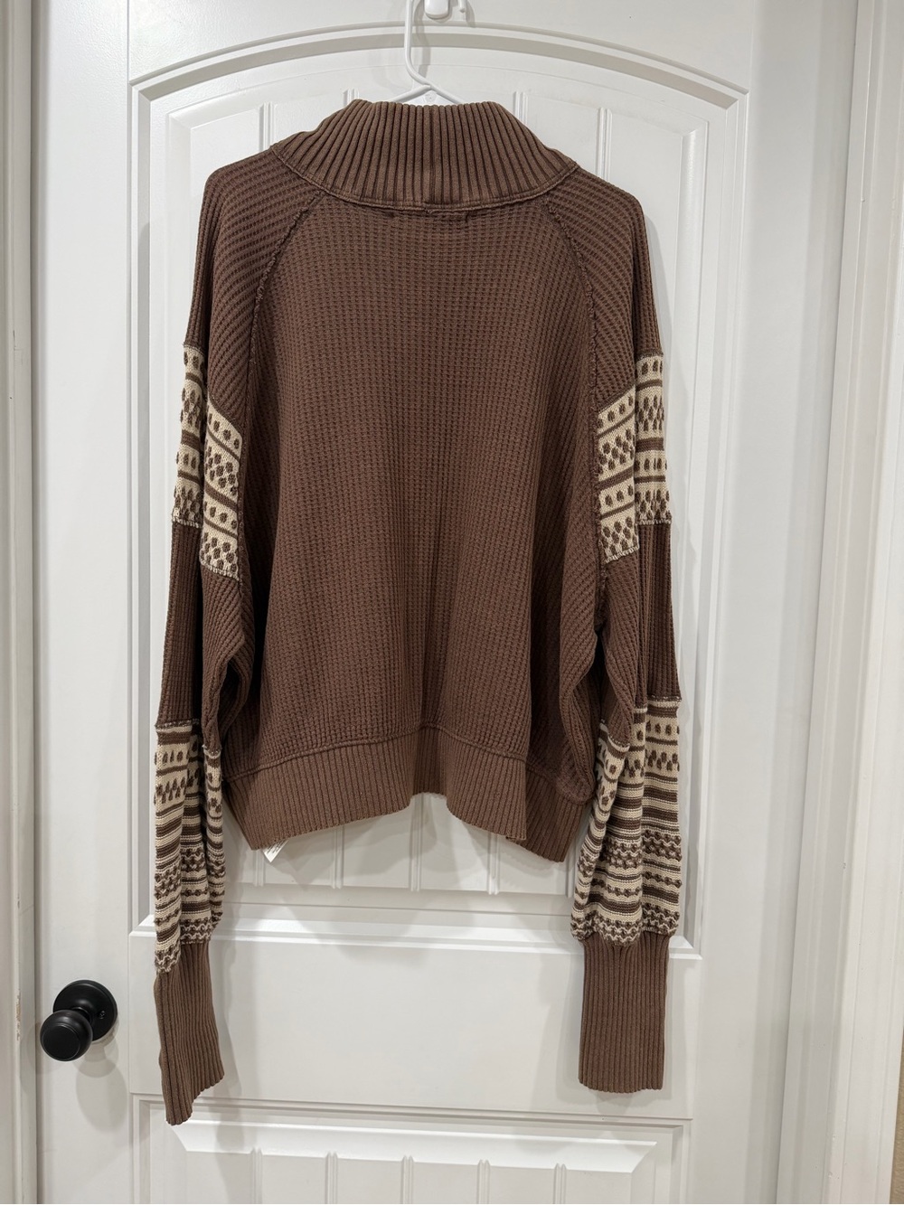 We The Free Brown Fair Isle Mock Neck Sweater Get Cozy Boho - Picture 7 of 7